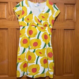 Boden Yellow and Orange Flutter Sleeve Sundress
